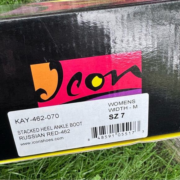 Icon Shoes Stacked Heel Zip Ankle Boot Booties Art Russian Red Women's 7 M - Picture 14 of 14